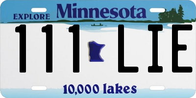 MN license plate 111LIE