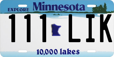 MN license plate 111LIK