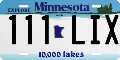 MN license plate 111LIX