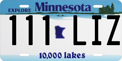 MN license plate 111LIZ