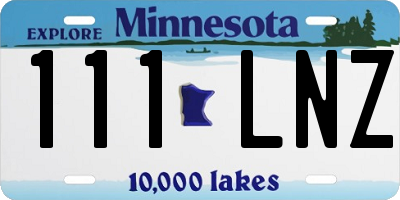 MN license plate 111LNZ