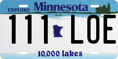 MN license plate 111LOE