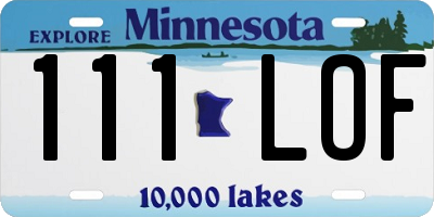 MN license plate 111LOF