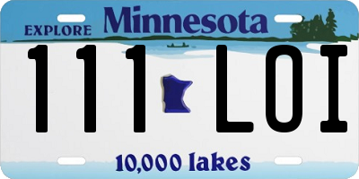 MN license plate 111LOI