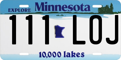 MN license plate 111LOJ