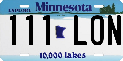 MN license plate 111LON