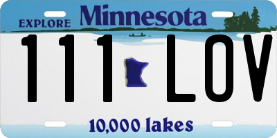 MN license plate 111LOV
