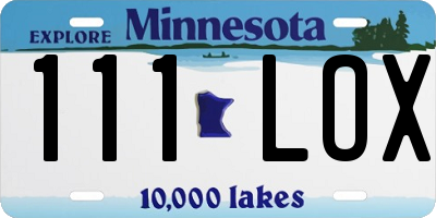 MN license plate 111LOX