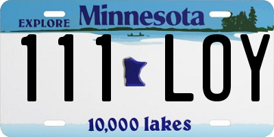 MN license plate 111LOY