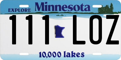 MN license plate 111LOZ