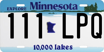 MN license plate 111LPQ