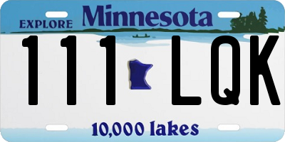 MN license plate 111LQK