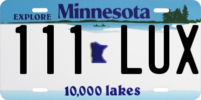 MN license plate 111LUX