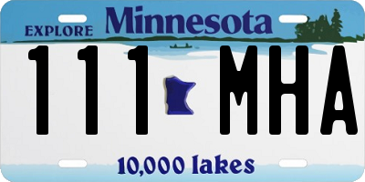 MN license plate 111MHA