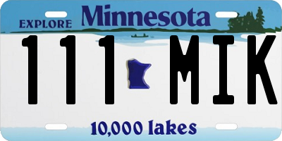 MN license plate 111MIK