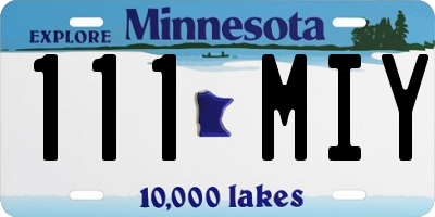MN license plate 111MIY