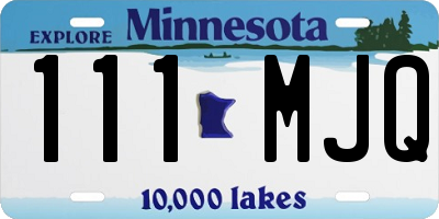 MN license plate 111MJQ