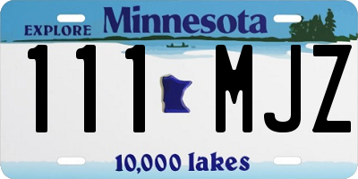 MN license plate 111MJZ
