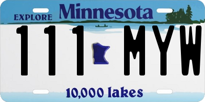 MN license plate 111MYW