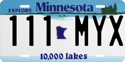 MN license plate 111MYX