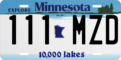 MN license plate 111MZD
