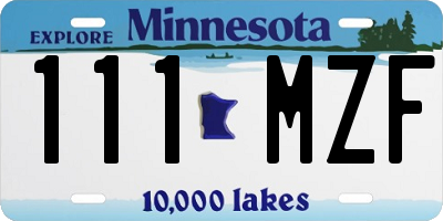 MN license plate 111MZF