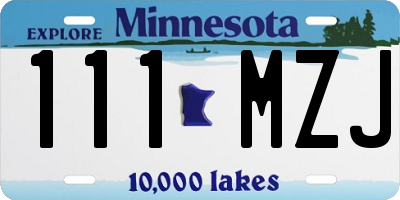 MN license plate 111MZJ