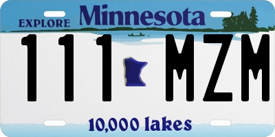 MN license plate 111MZM