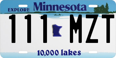 MN license plate 111MZT
