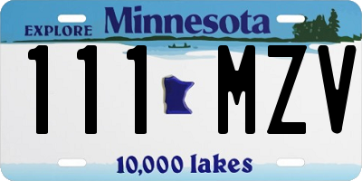 MN license plate 111MZV
