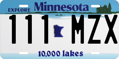 MN license plate 111MZX