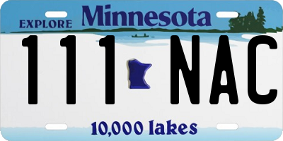 MN license plate 111NAC