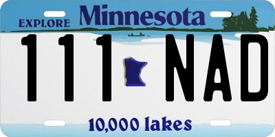 MN license plate 111NAD