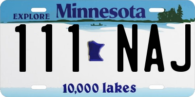 MN license plate 111NAJ