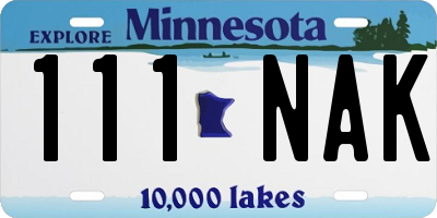 MN license plate 111NAK