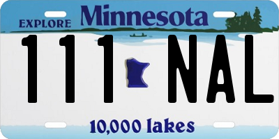 MN license plate 111NAL