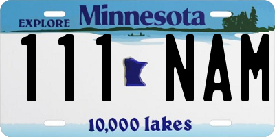 MN license plate 111NAM