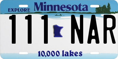 MN license plate 111NAR