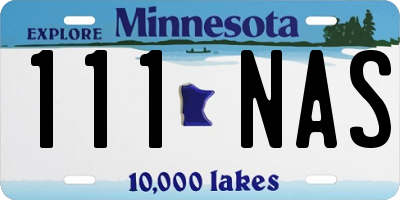 MN license plate 111NAS