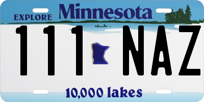 MN license plate 111NAZ