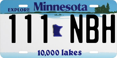 MN license plate 111NBH