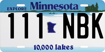 MN license plate 111NBK