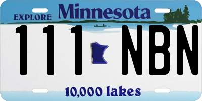 MN license plate 111NBN