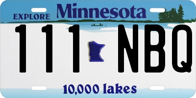 MN license plate 111NBQ