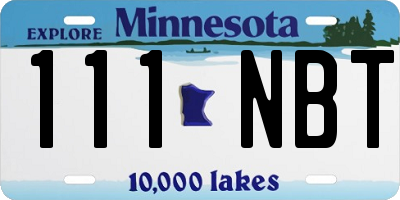 MN license plate 111NBT