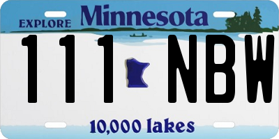 MN license plate 111NBW