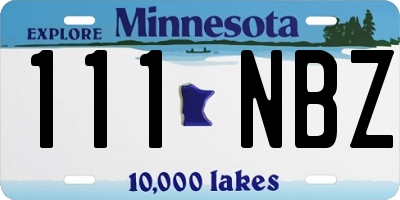 MN license plate 111NBZ