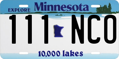 MN license plate 111NCO