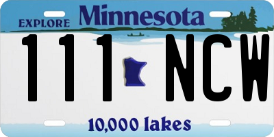 MN license plate 111NCW