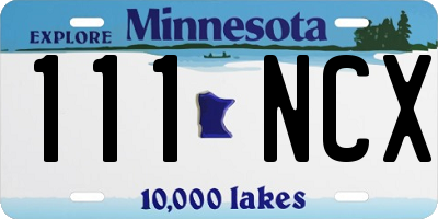 MN license plate 111NCX